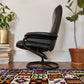 Vintage Black Leather Recliner & Ottoman