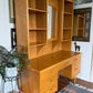 Vintage MCM Style Oak Desk & Hutch