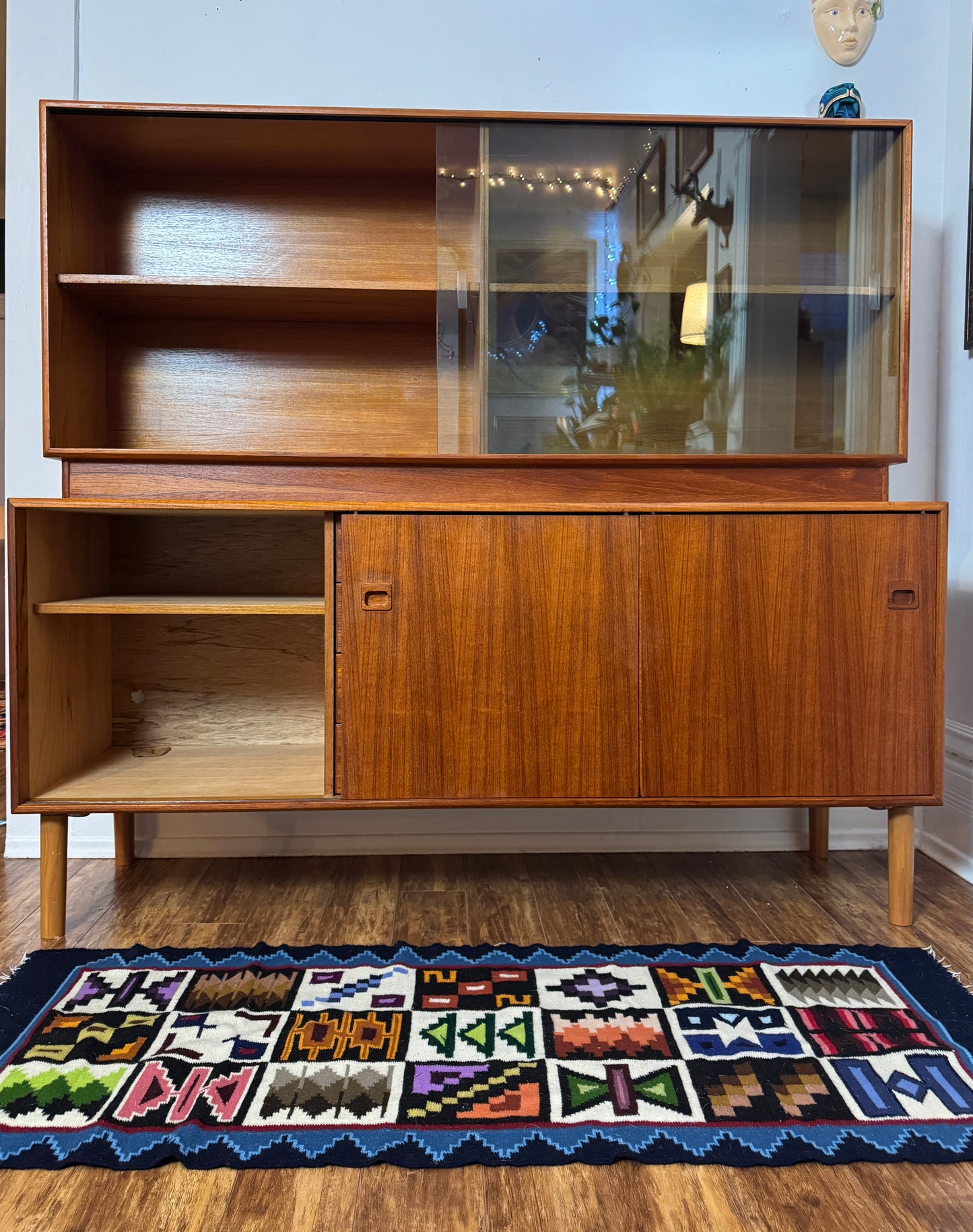 Vintage Restored Teak Sideboard & Hutch