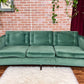 Vintage viridian green velvet midcentury sofa 