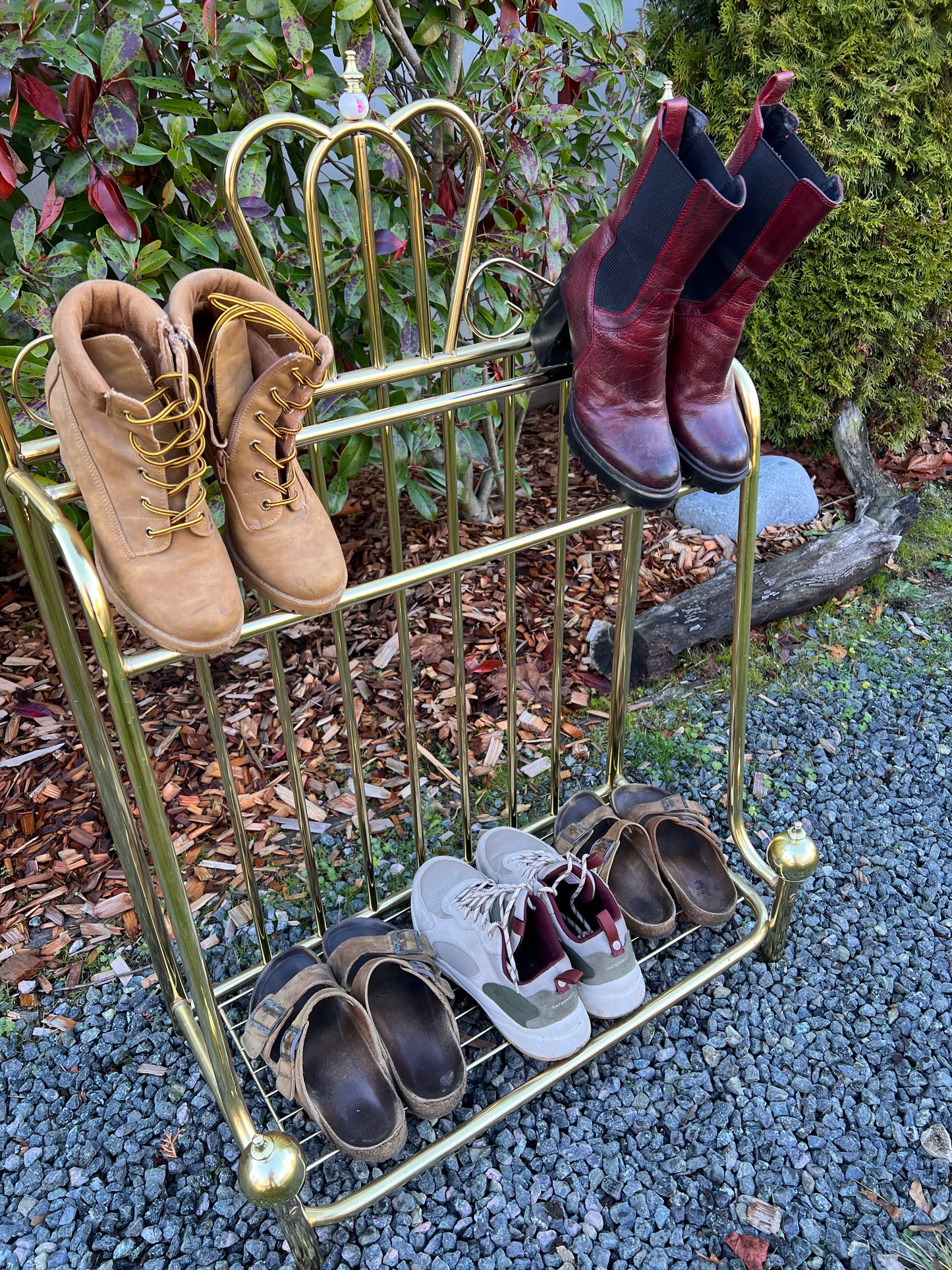 Vintage Brass Shoe Rack