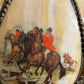 Vintage Slag Glass Pendant Light with Equestrian Scene