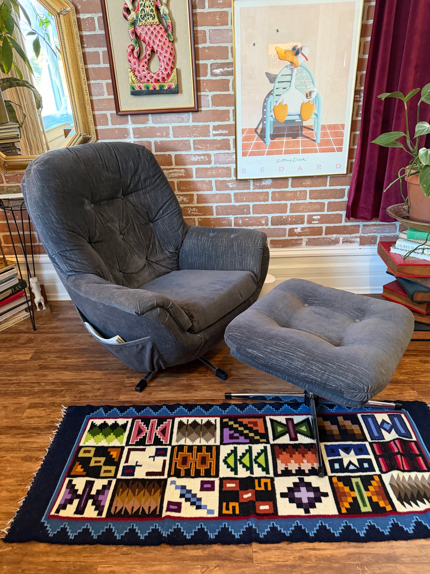Vintage Egg Style Armchair & Ottoman