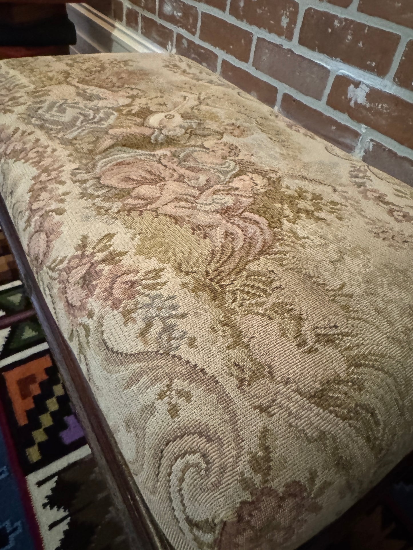 Vintage Dark Solid Oak Ottoman