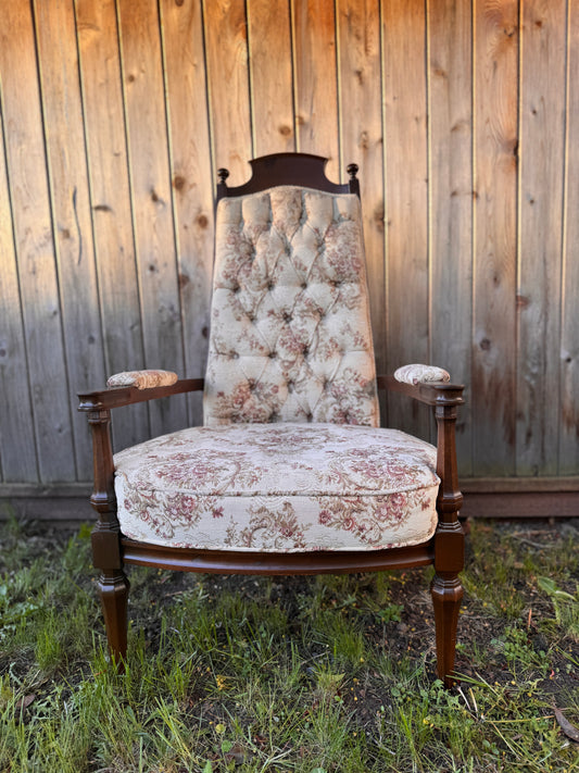 Vintage Floral Tufted Highback Armchair