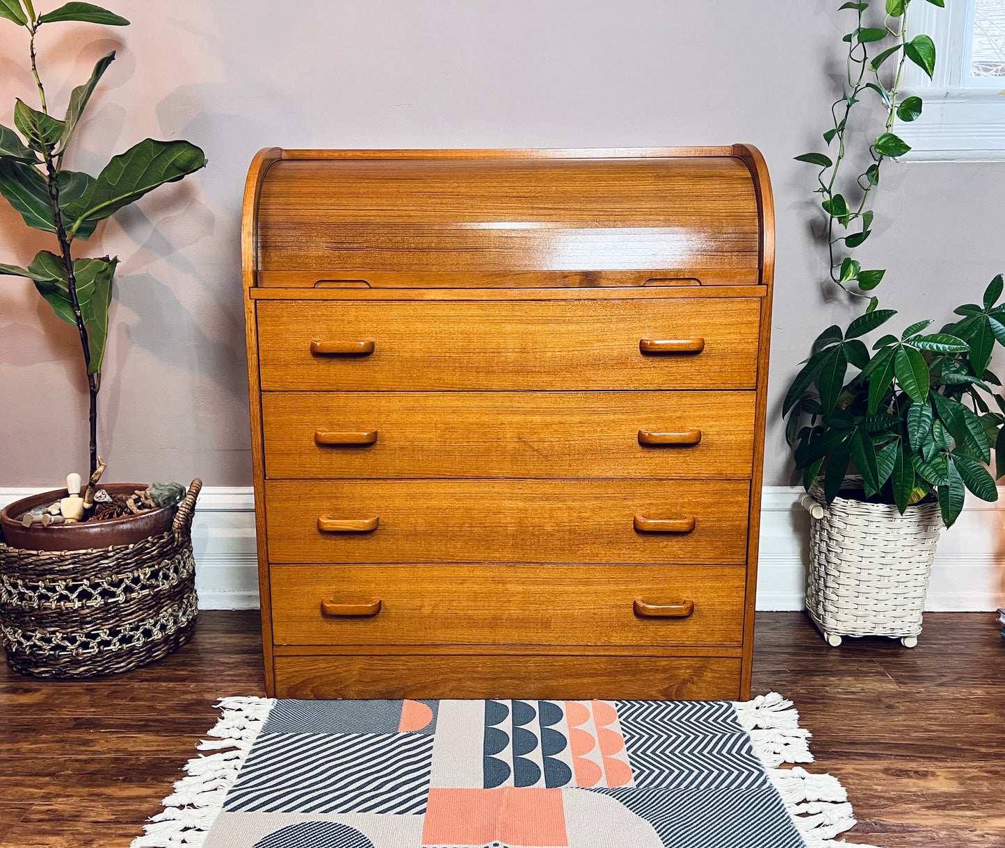 The Maja Teak Roll Top Desk