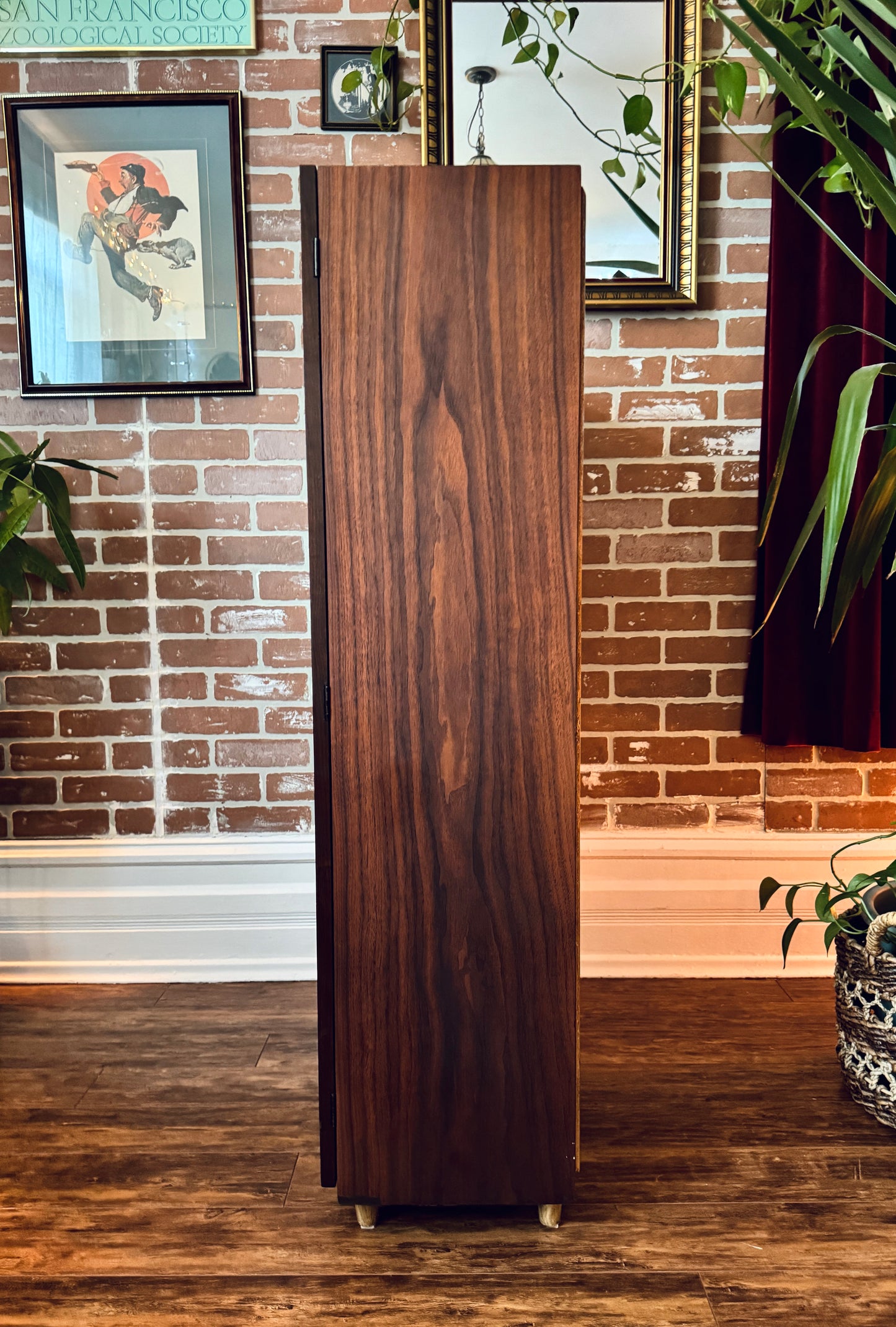 Vintage Walnut Bookcase Cabinet