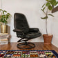 Vintage Black Leather Recliner & Ottoman