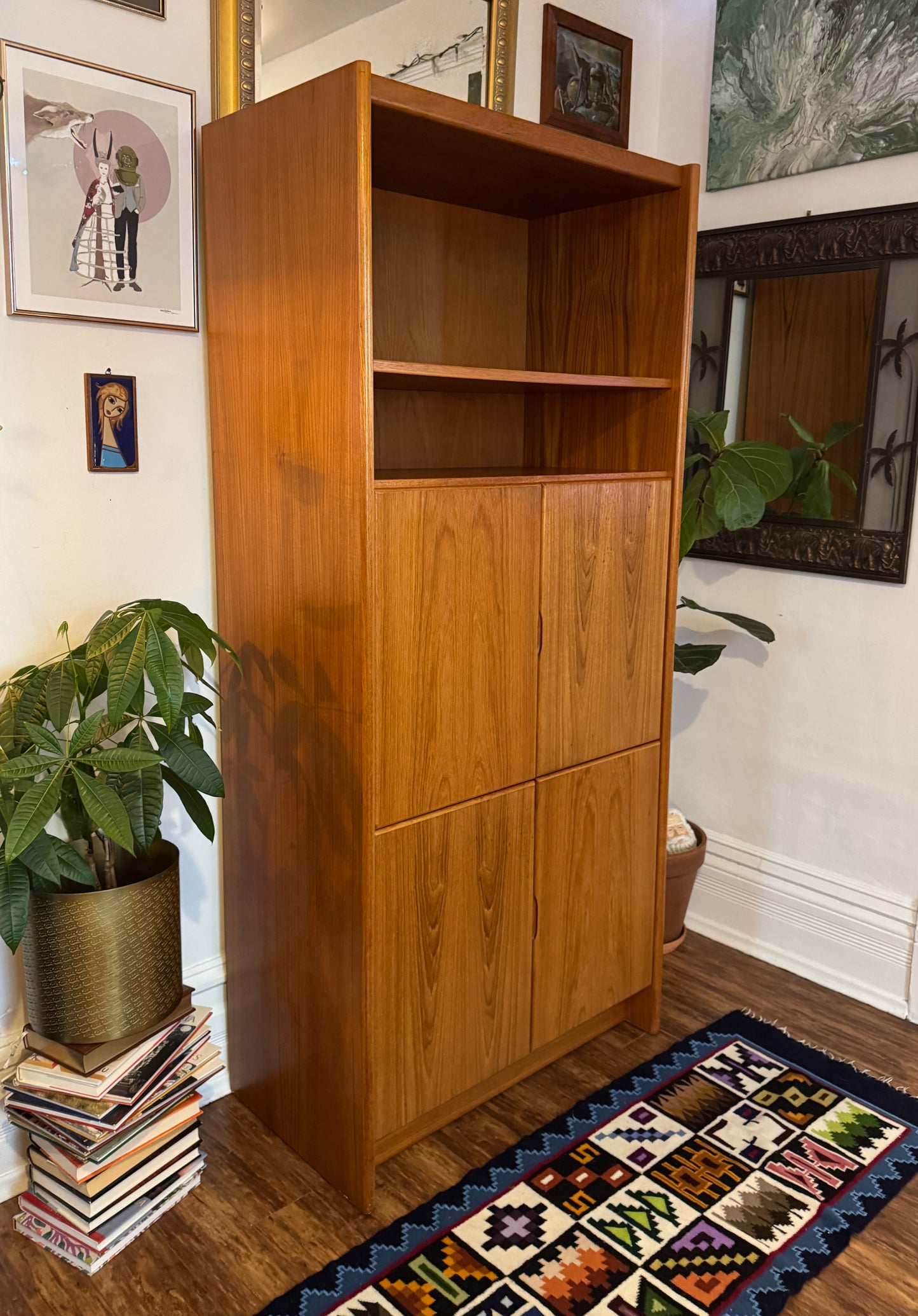 Vintage Danish Teak 4 Door Cabinet & Bookshelf