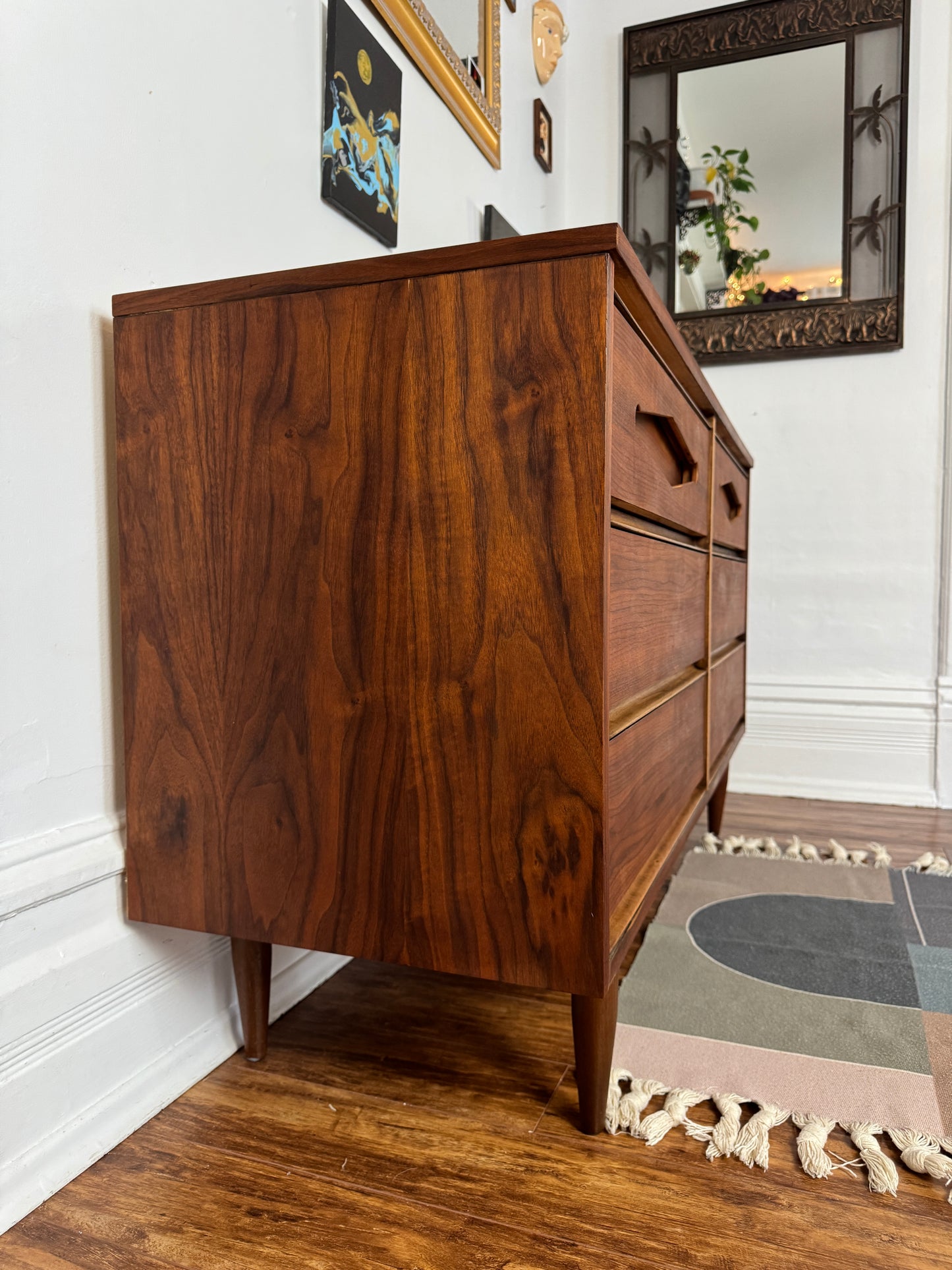 1960s Restored Walnut Dresser Credenza