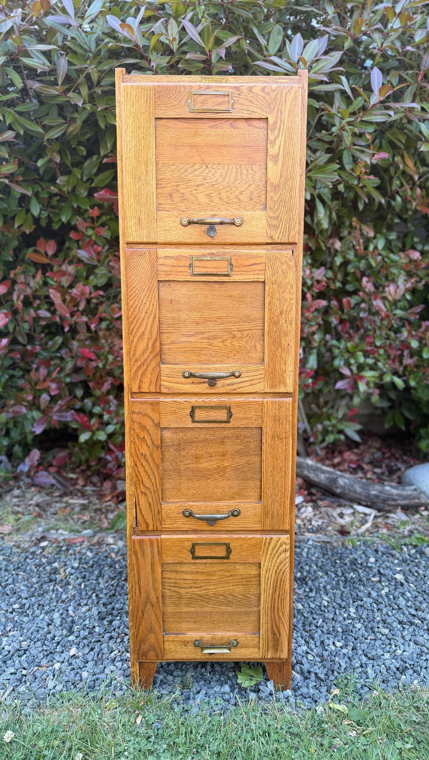 Antique 1900s Quarter Sawn Oak Filing Cabinet
