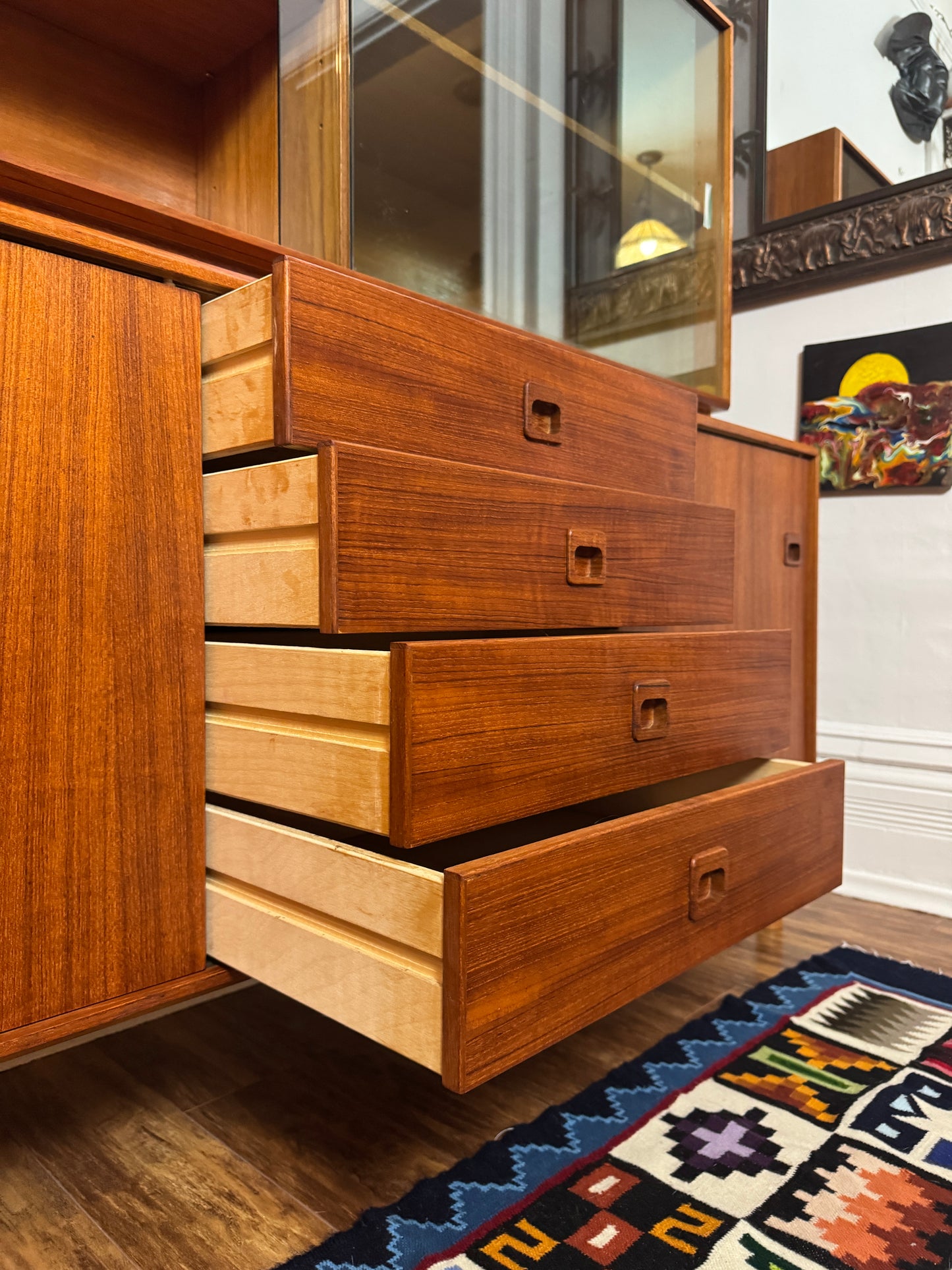 Vintage Restored Teak Sideboard & Hutch