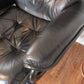 Vintage Black Leather Recliner & Ottoman