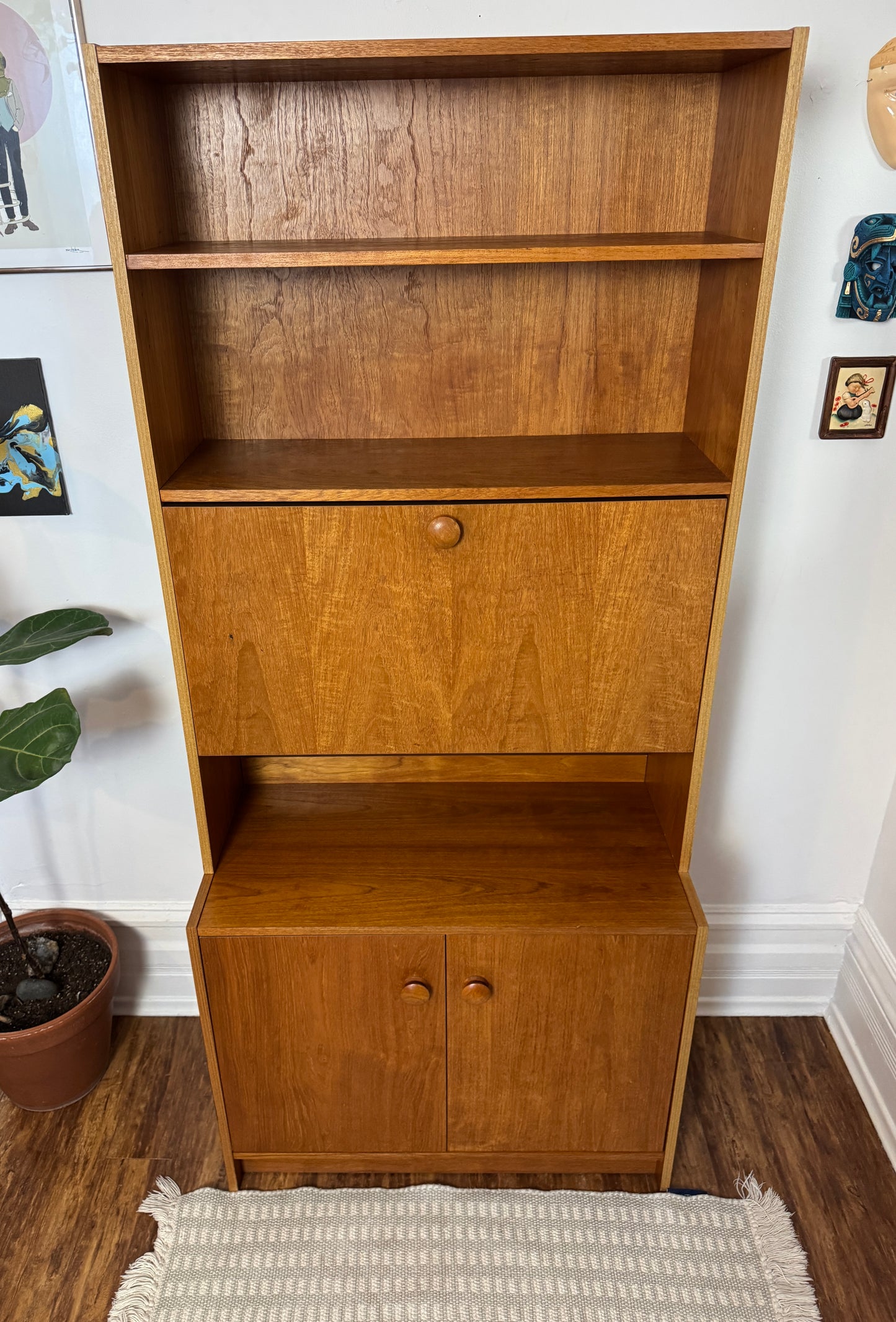 Vintage Teak Bar Cabinet w/ Shelves