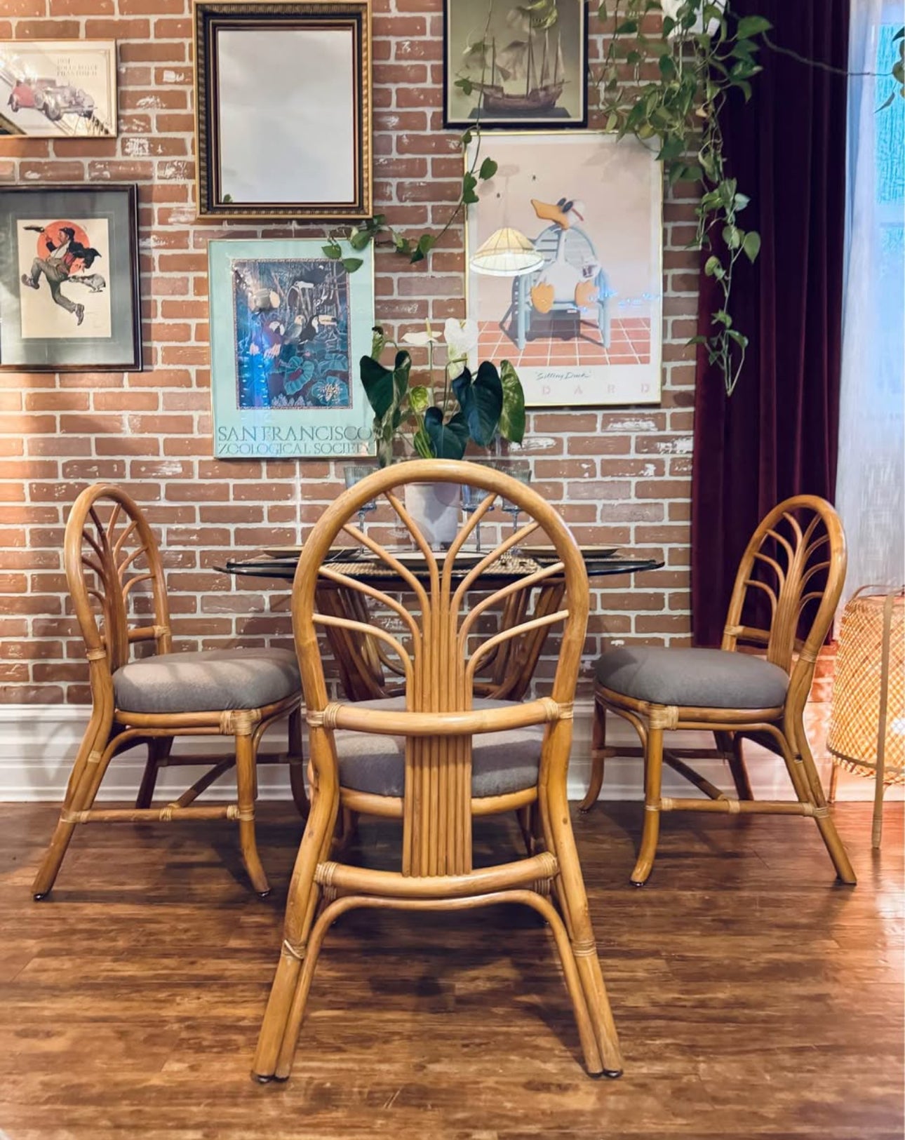 Vintage Rattan 4 Piece Dining Set