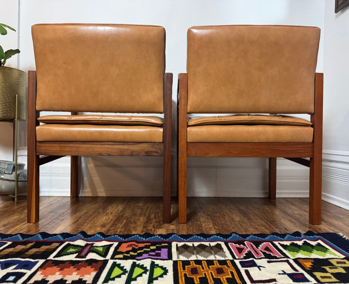 Vintage 60s Walnut Wood Armchairs