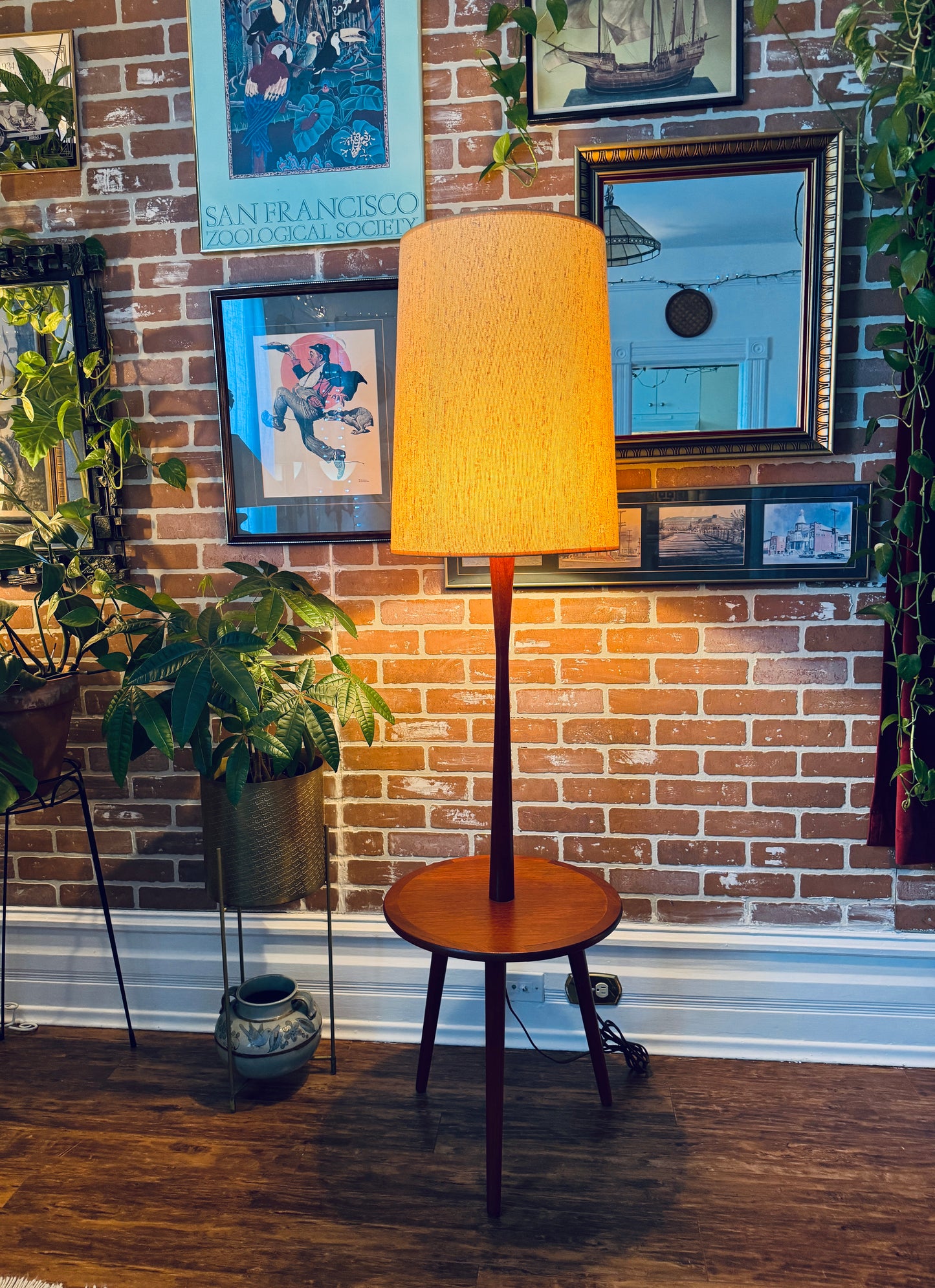 Teak Floor Lamp Table