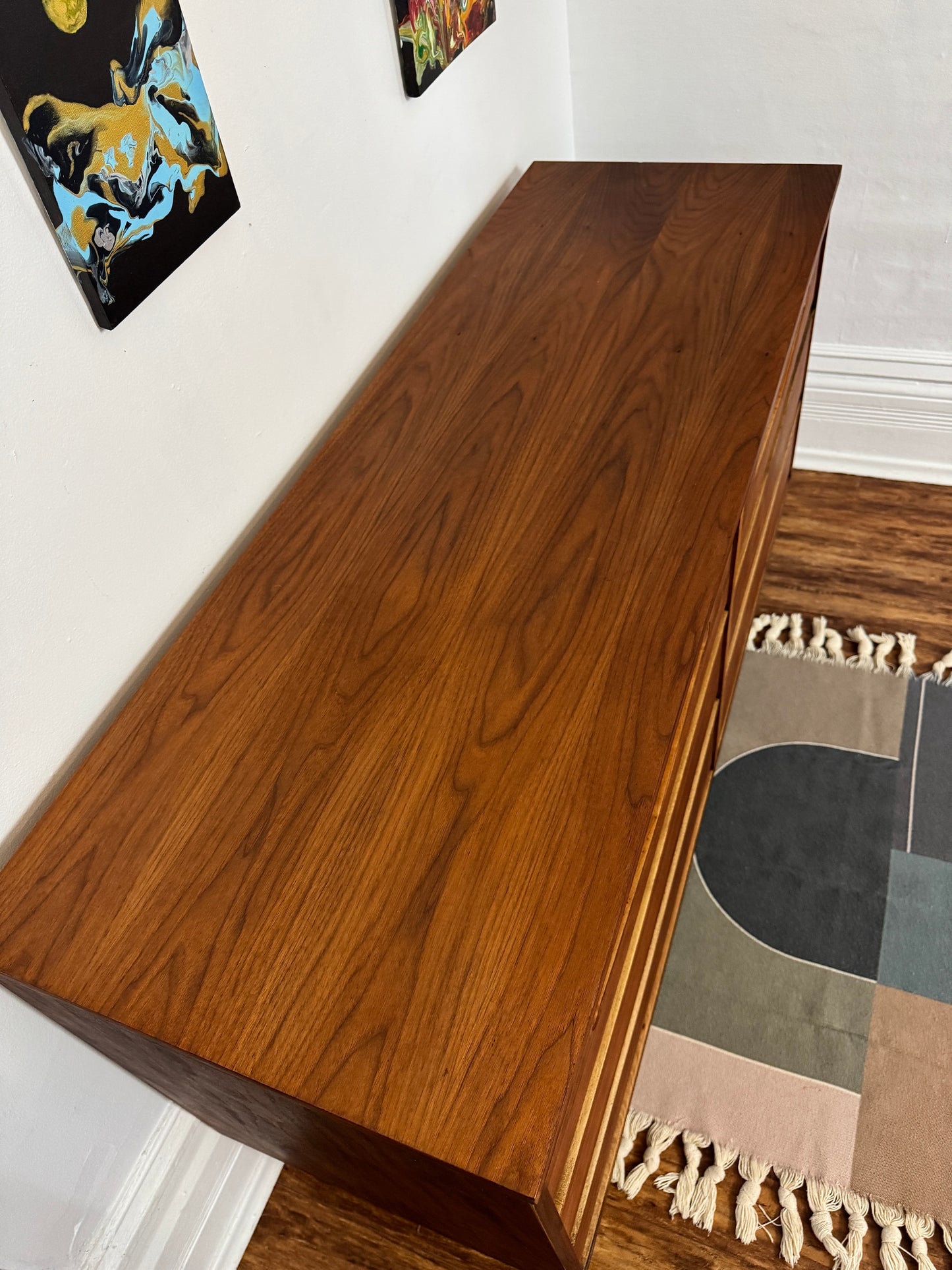 1960s Restored Walnut Dresser Credenza