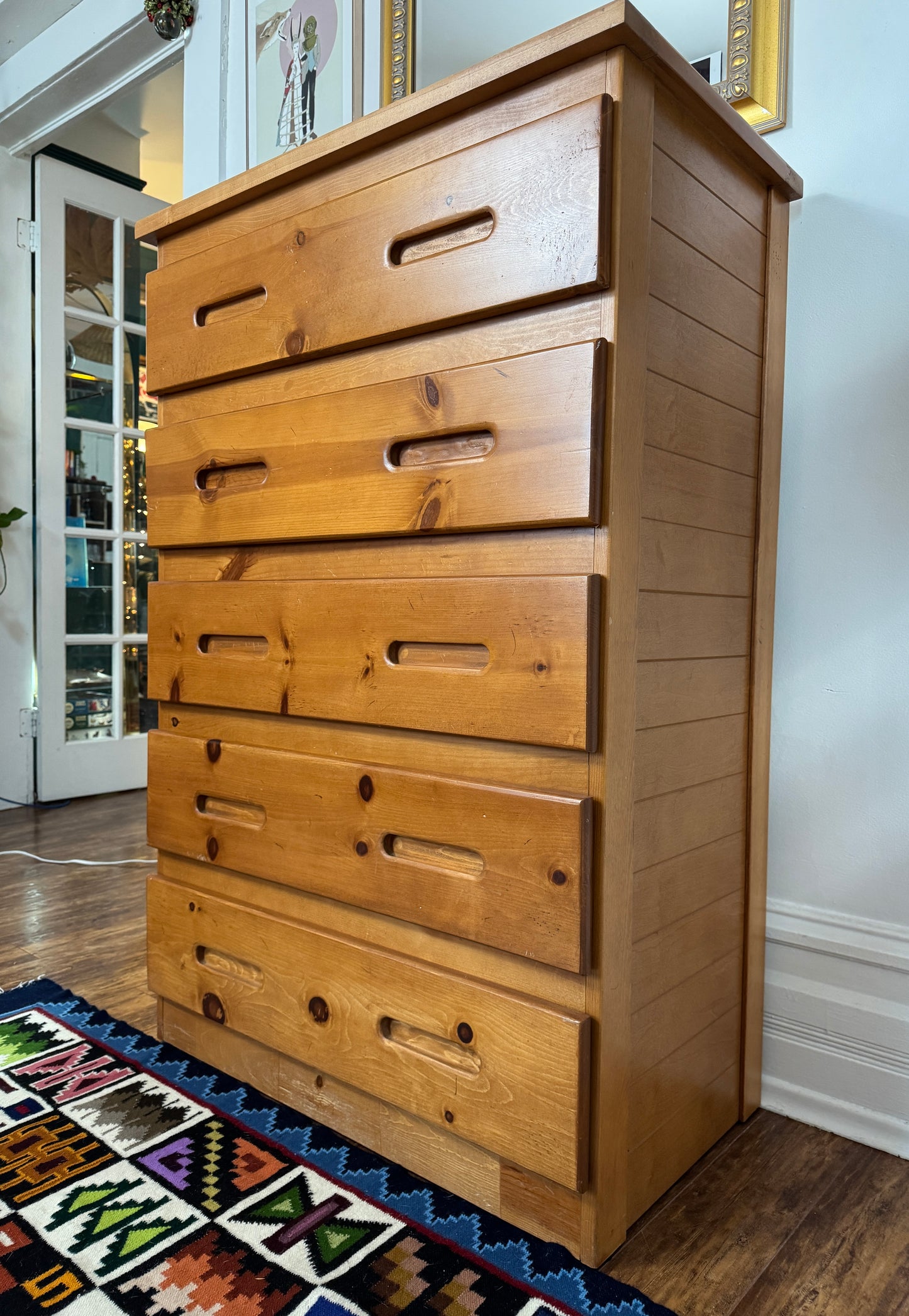 Vintage Solid Pine Wood Dresser