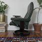 Ekornes Stressless Green Leather Recliner & Ottoman