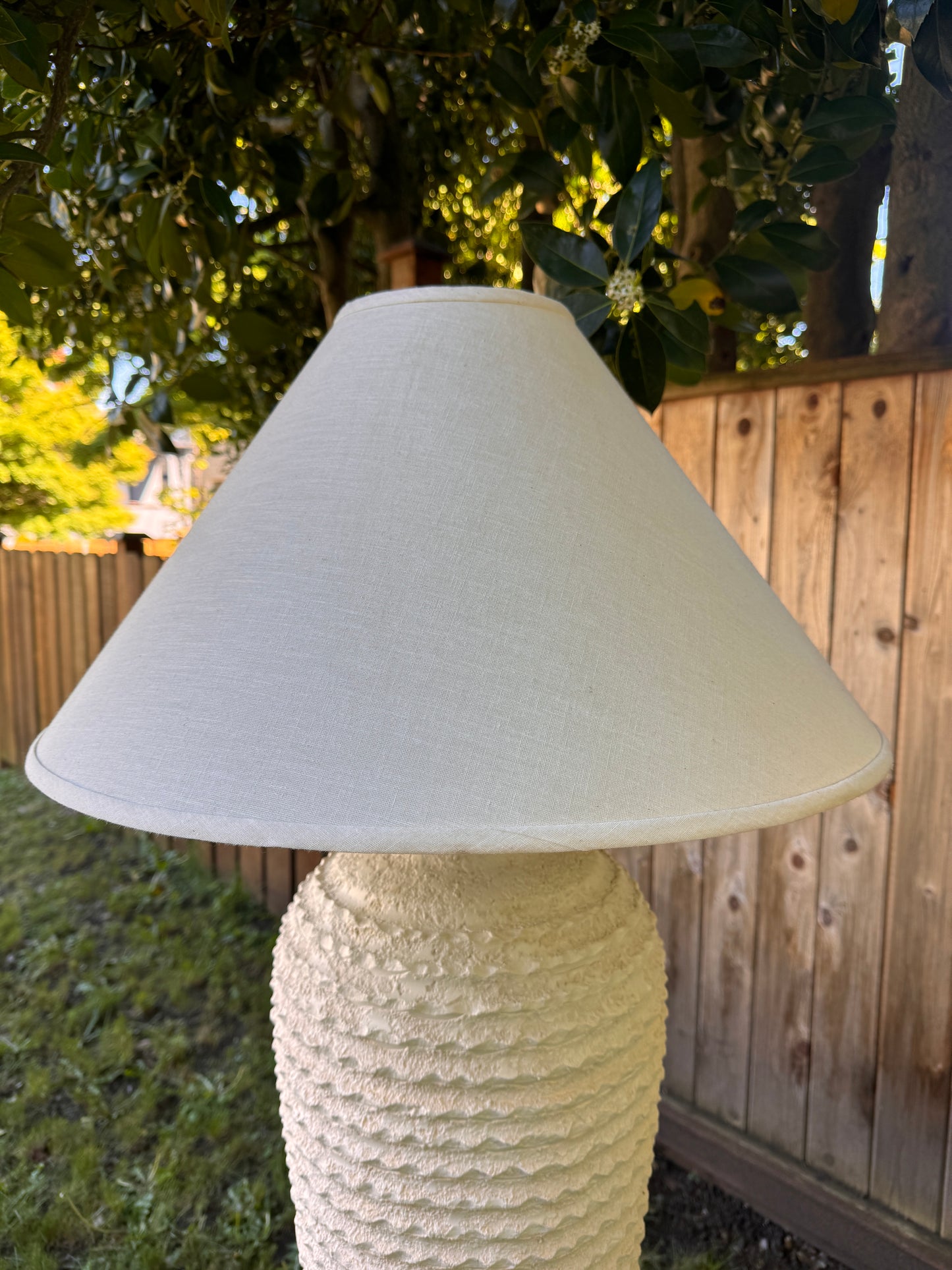 1980s Michael Taylor Style Ribbed Plaster Floor Lamp