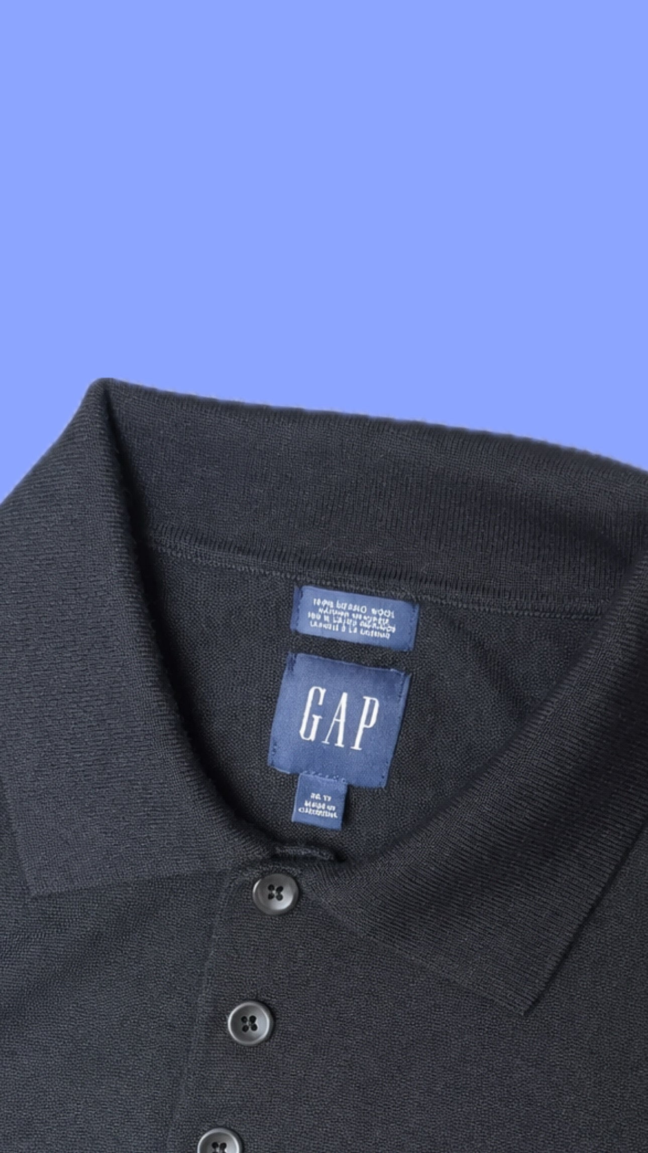 Gap Black Merino Wool Polo Sweater