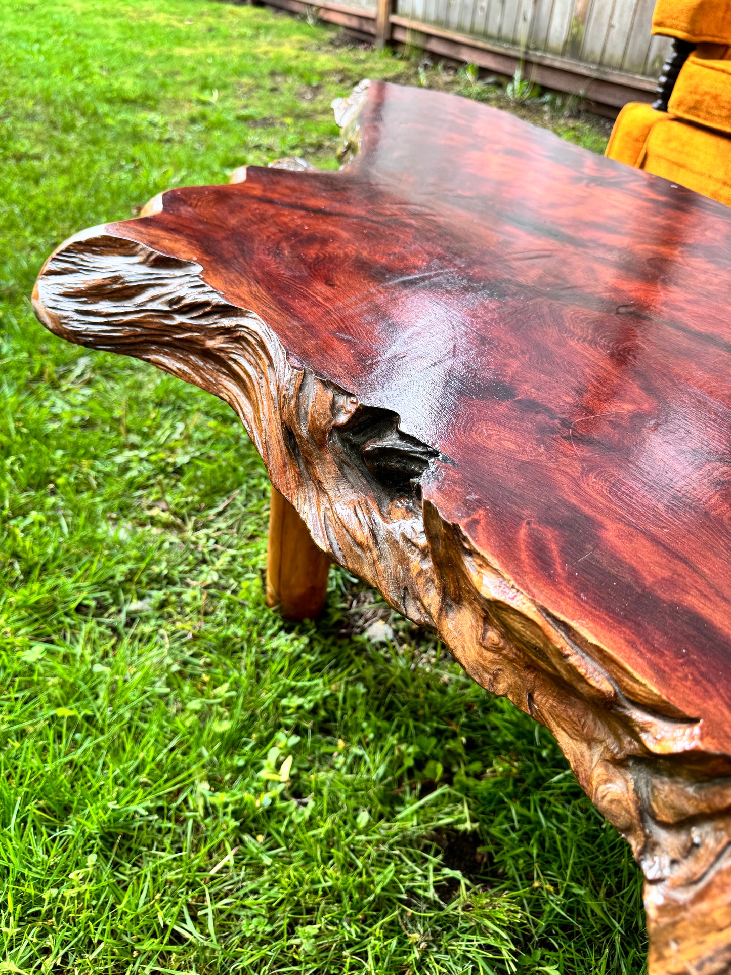 Vintage Live Edge Solid Wood Coffee Table