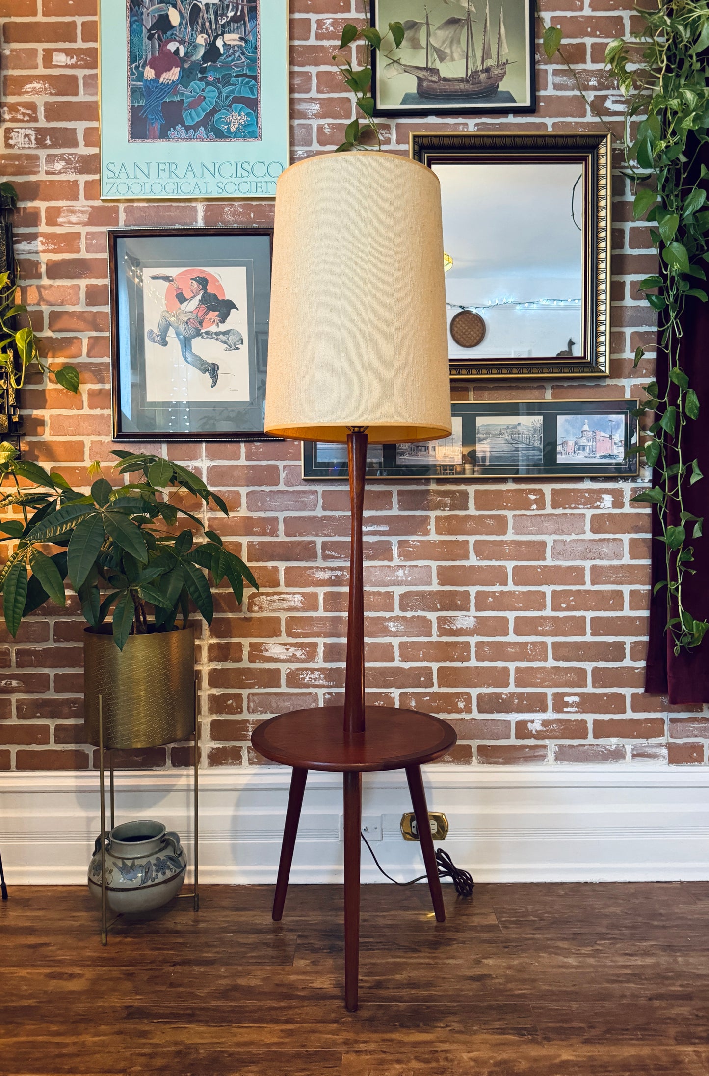 Teak Floor Lamp Table