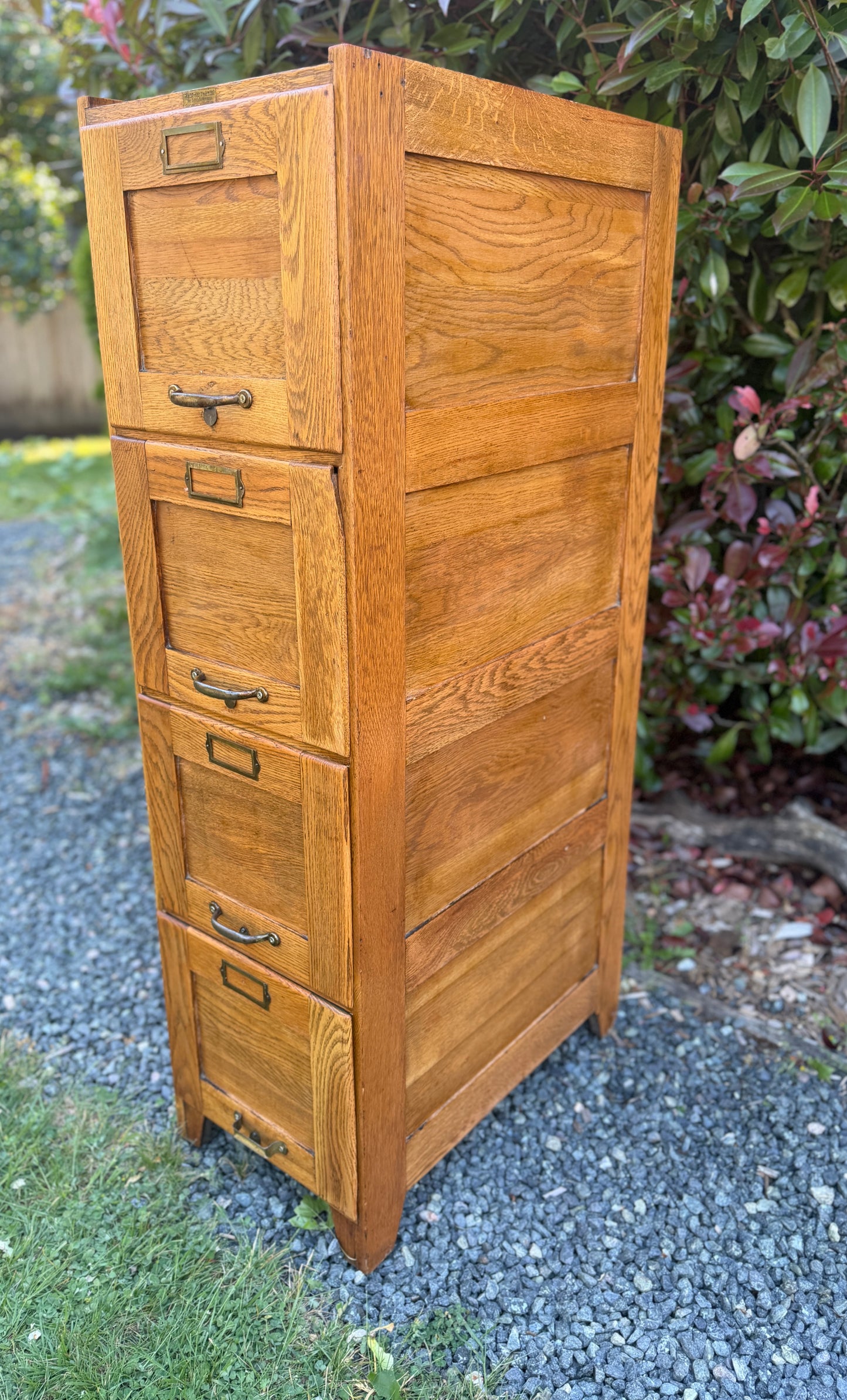 Antique 1900s Quarter Sawn Oak Filing Cabinet