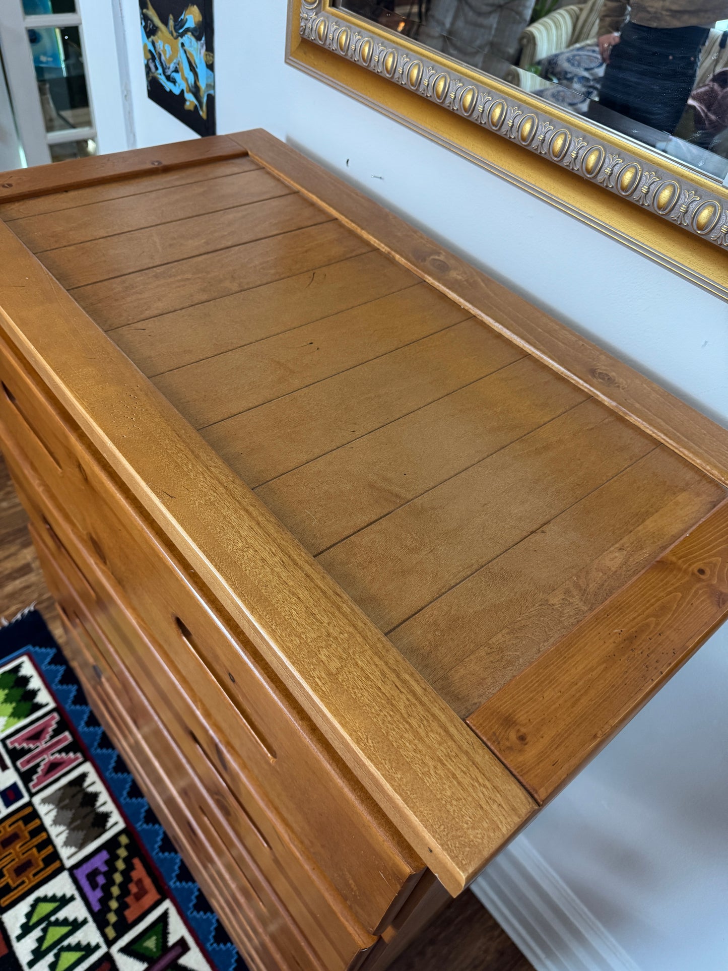 Vintage Solid Pine Wood Dresser