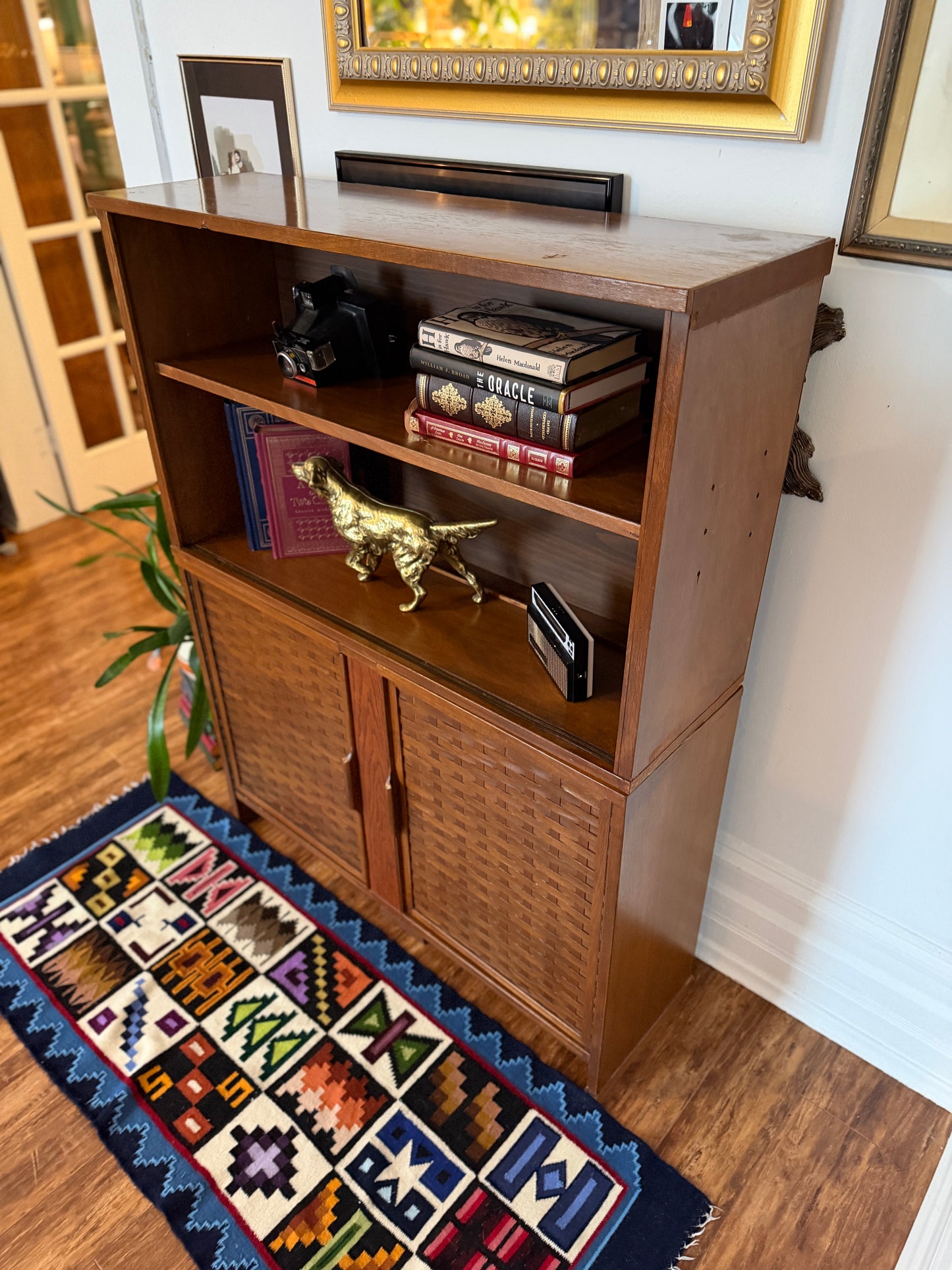 Vintage MCM Walnut Wood Bookshelf & Cabinet
