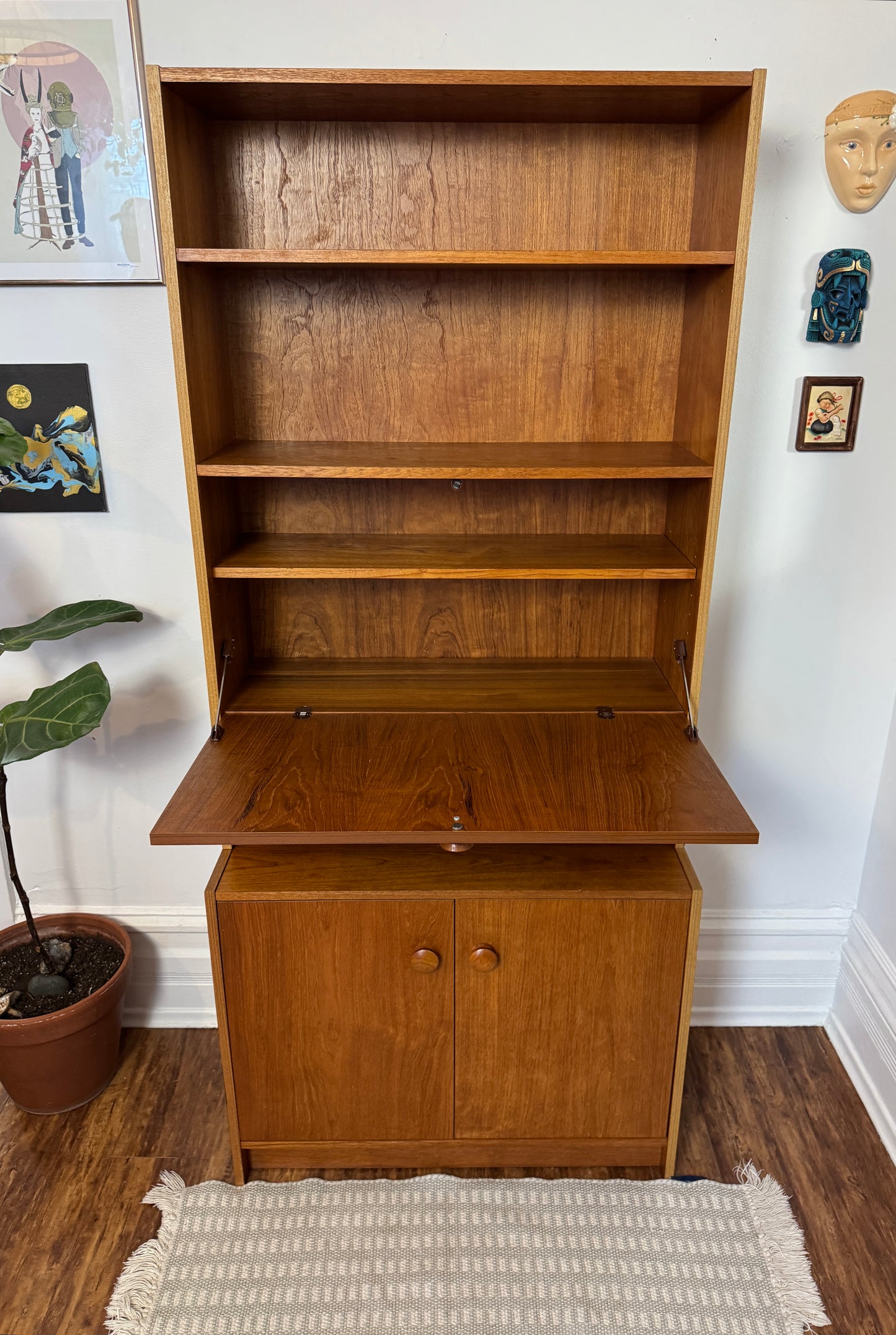 Vintage Teak Bar Cabinet w/ Shelves