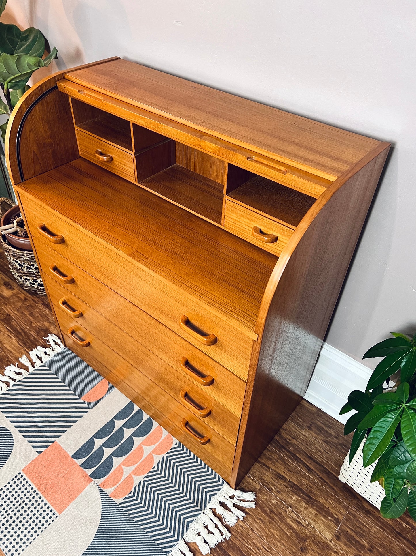 The Maja Teak Roll Top Desk