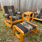 Vintage Solid Pine Southwestern Style 6 Piece Living Room Set