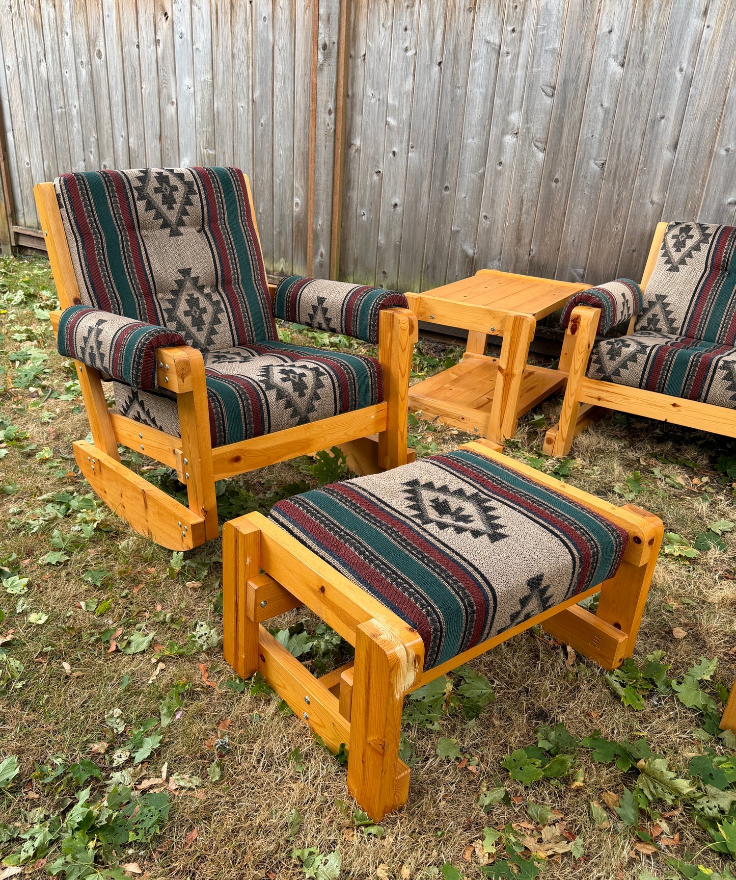 Vintage Solid Pine Southwestern Style 6 Piece Living Room Set