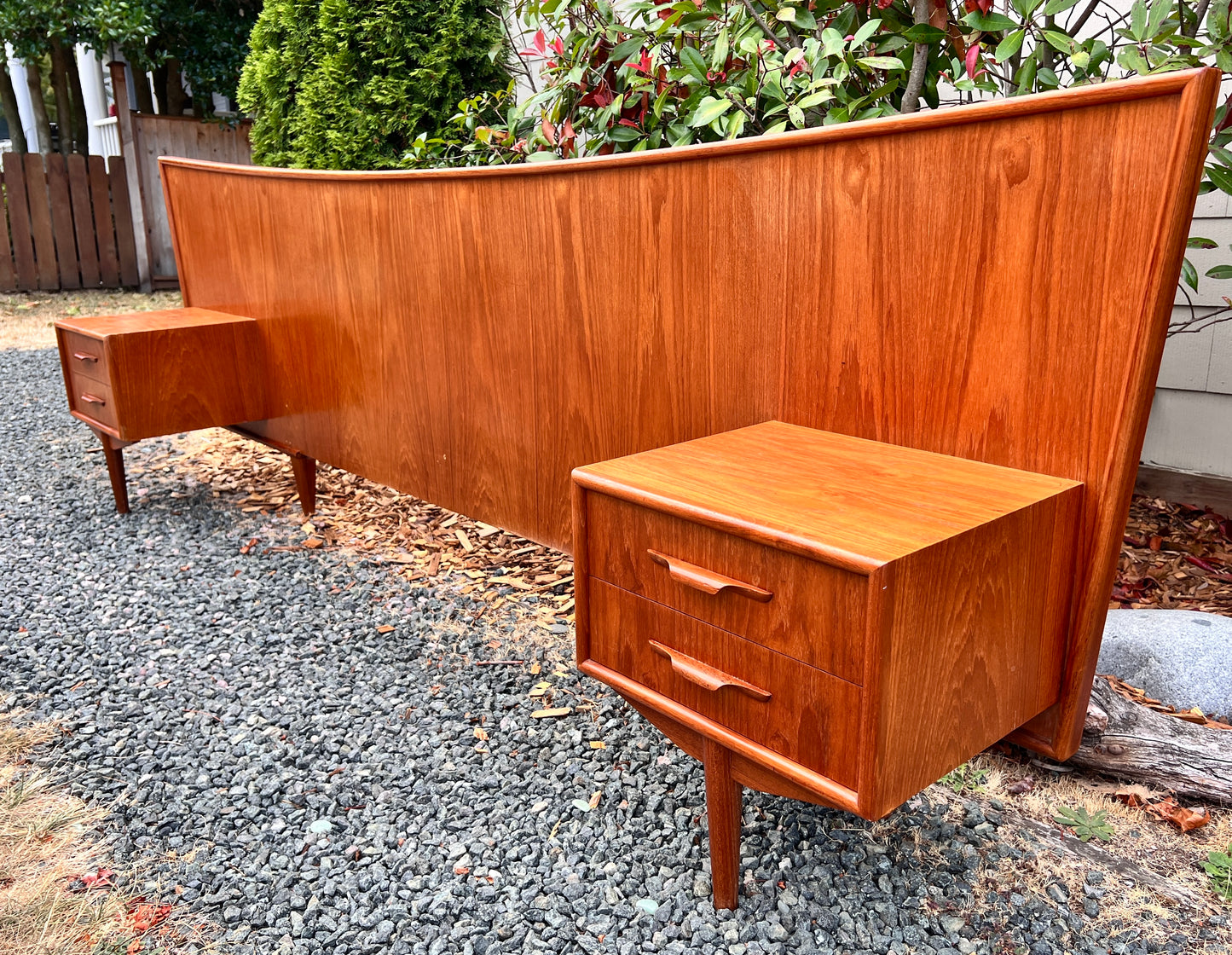 The Hakon Teak Headboard & Nightstands