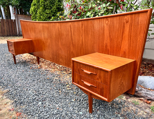 The Hakon Teak Headboard & Nightstands