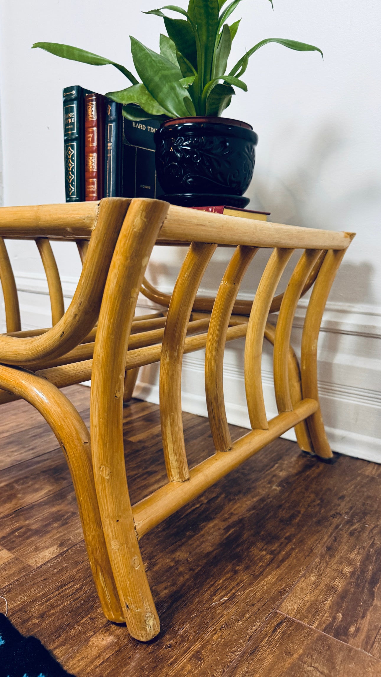 Vintage Rattan & Glass Coffee Table
