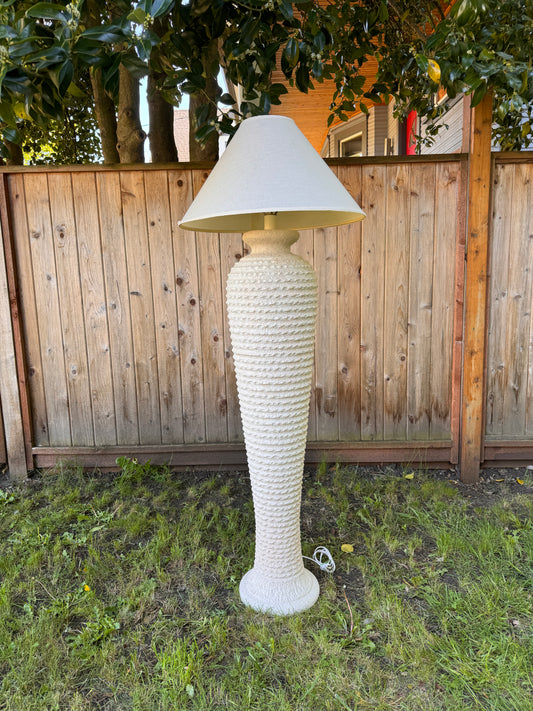 1980s Michael Taylor Style Ribbed Plaster Floor Lamp