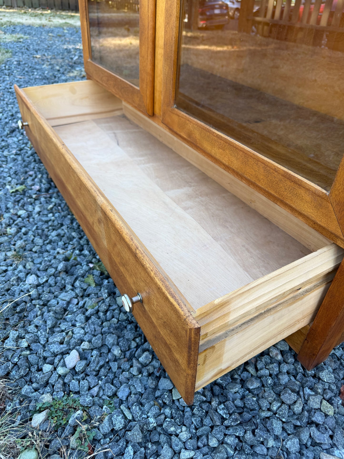 Vintage Wood Glass Door Cabinet