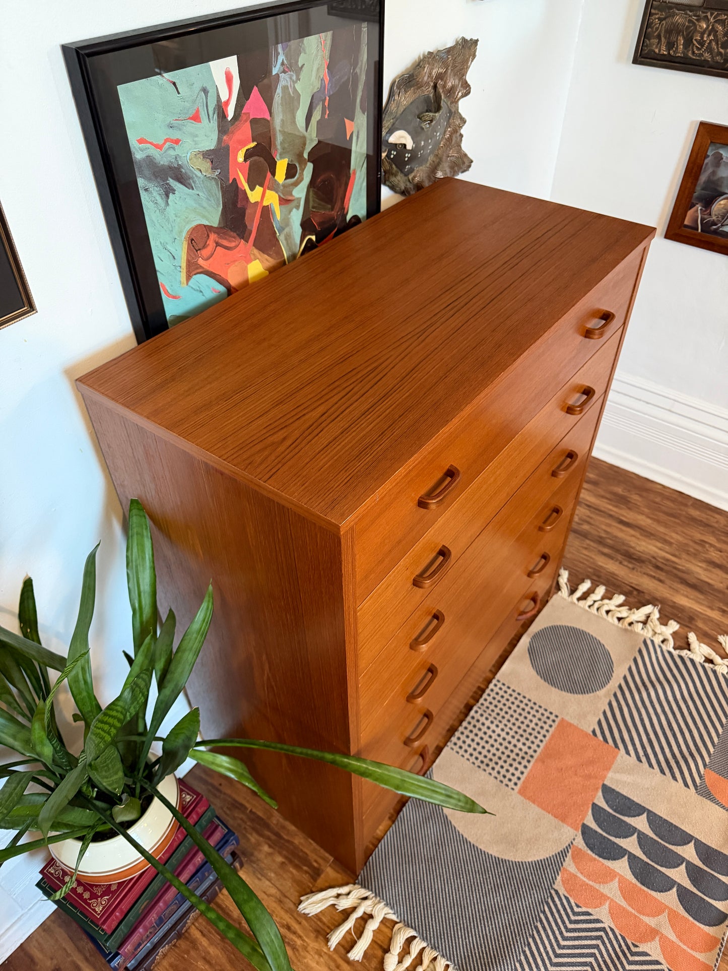 Vintage Teak 6 Drawer Dresser