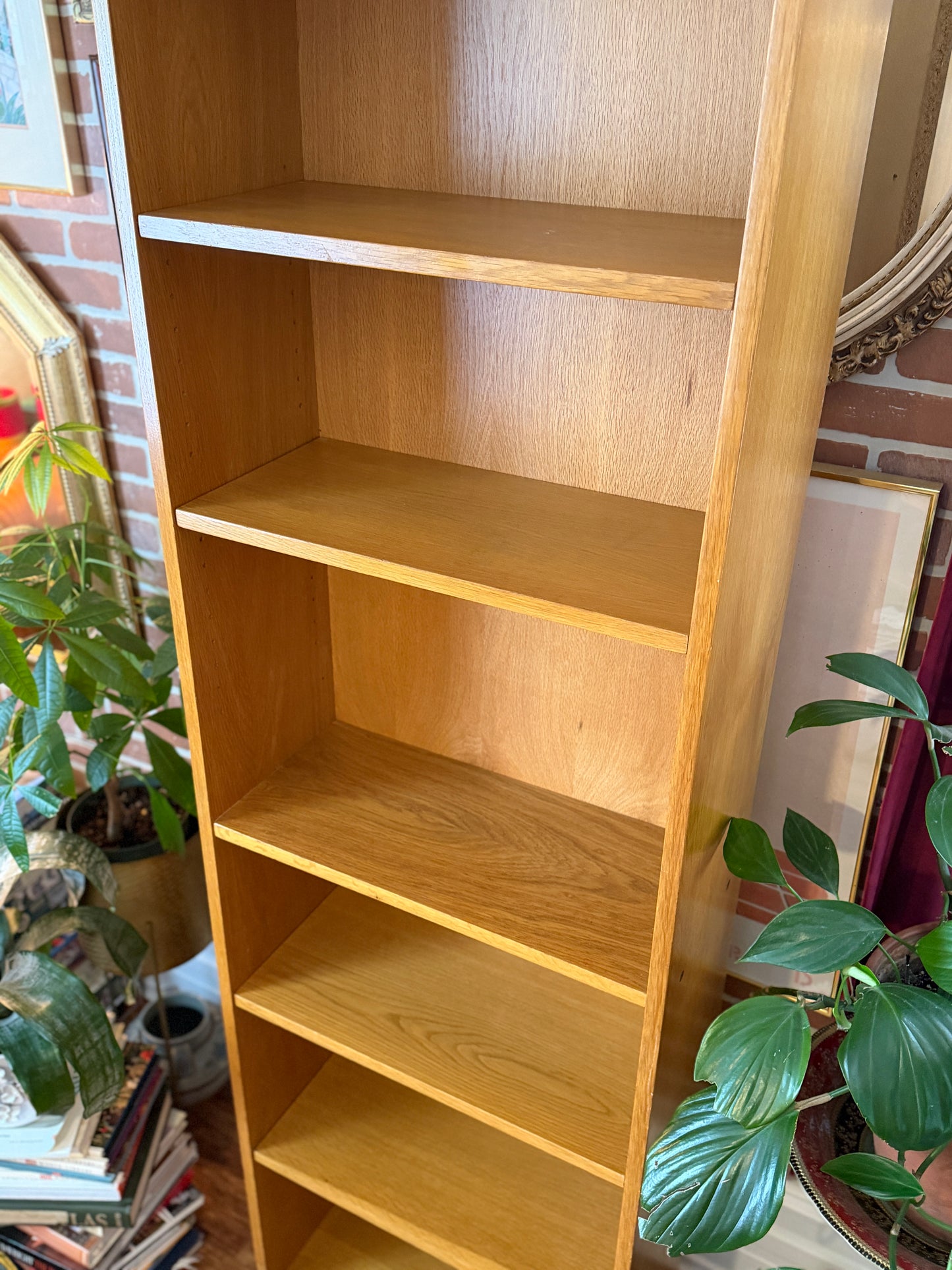 Vintage Red Oak Adjustable Bookshelf