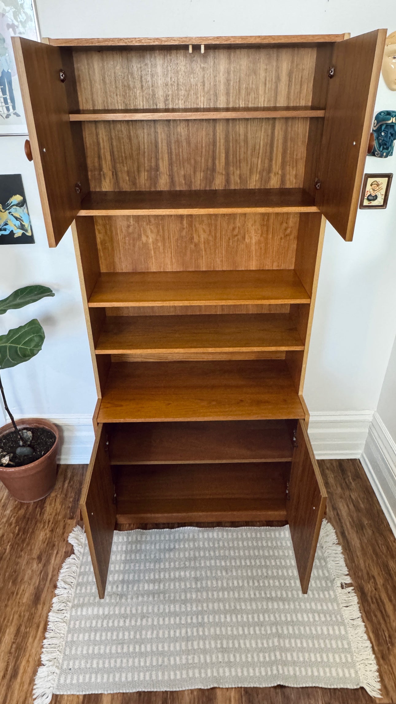 Vintage Teak 2 Cabinet Bookshelf