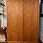 Vintage Danish Teak Wardrobe w/ Sliding Doors — Shelving + Hanging Rail