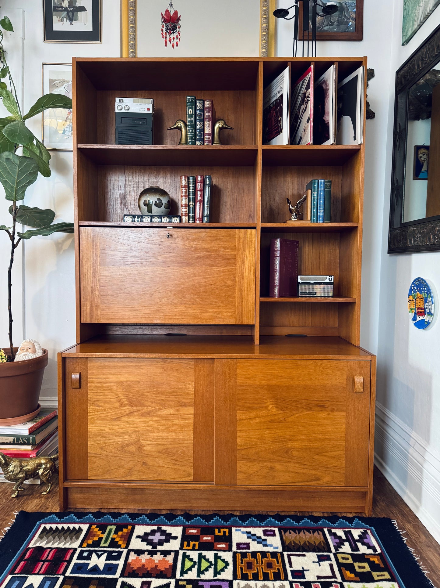 Vintage Domino Mobler Danish Teak Bookcase & Cabinet
