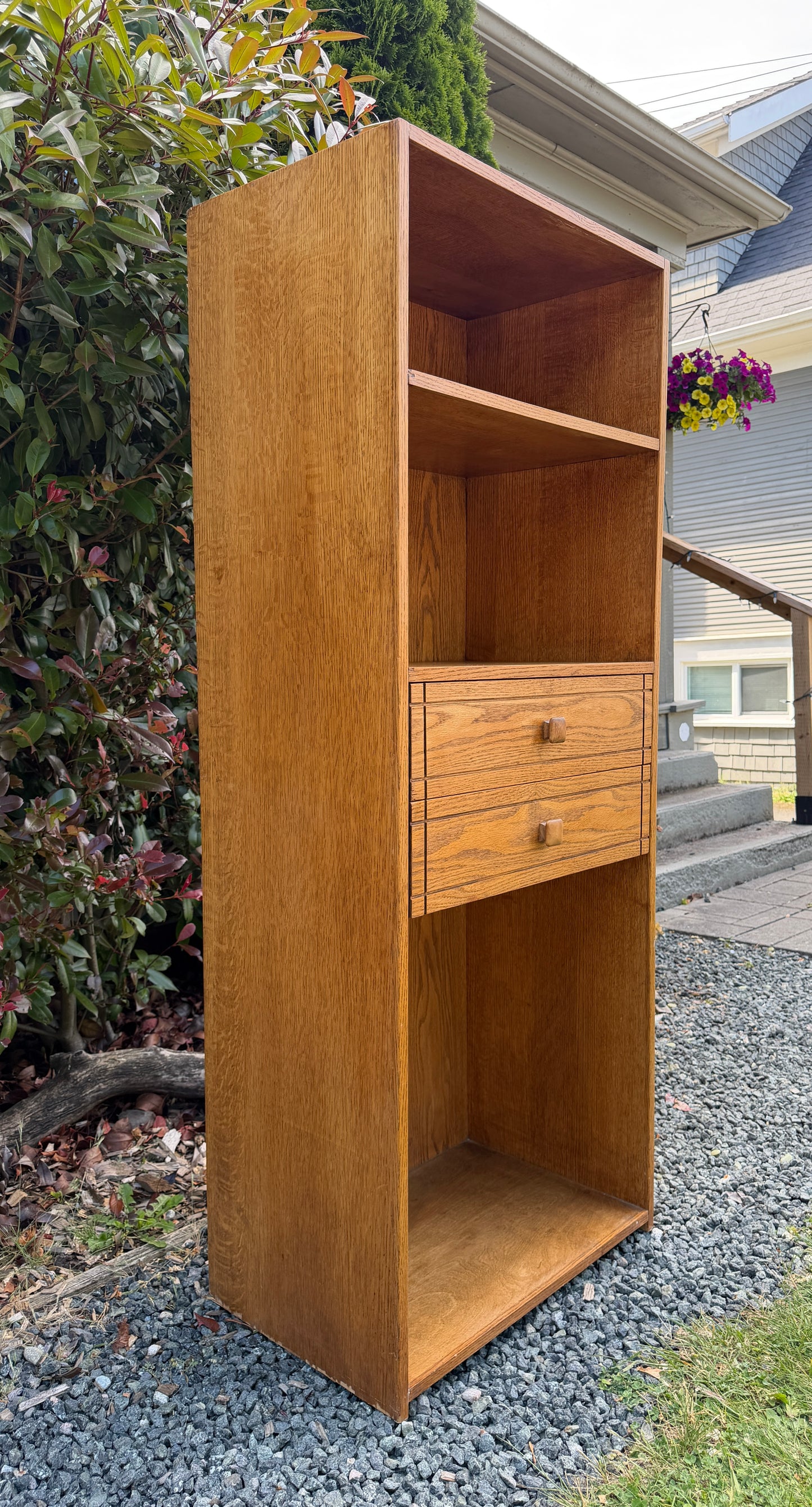 Vintage Oak Bookshelf W/ Drawers