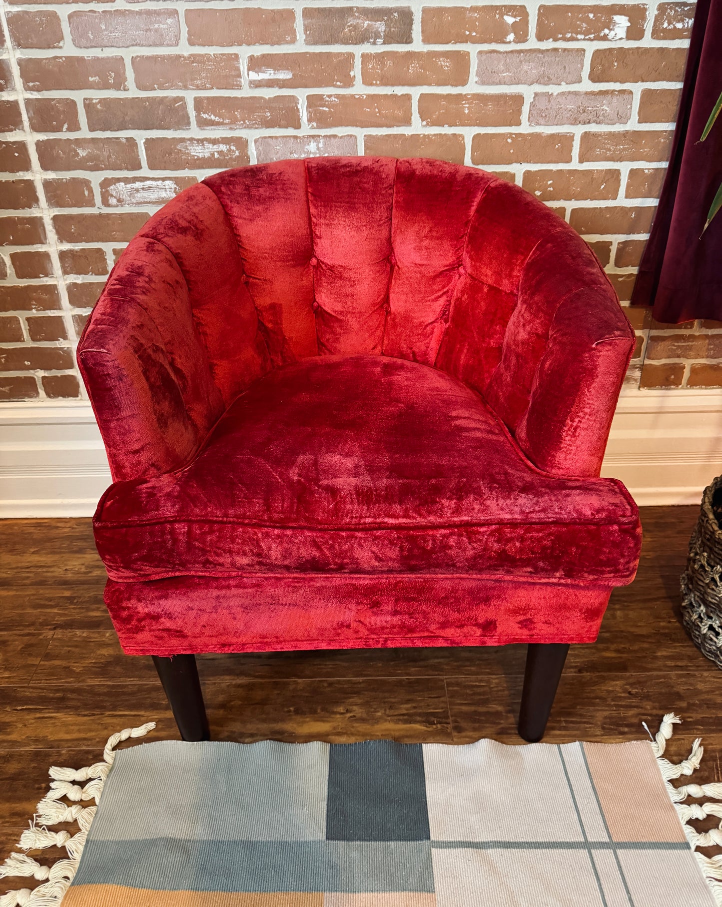 1960s Red Velvet Kroehler Armchairs