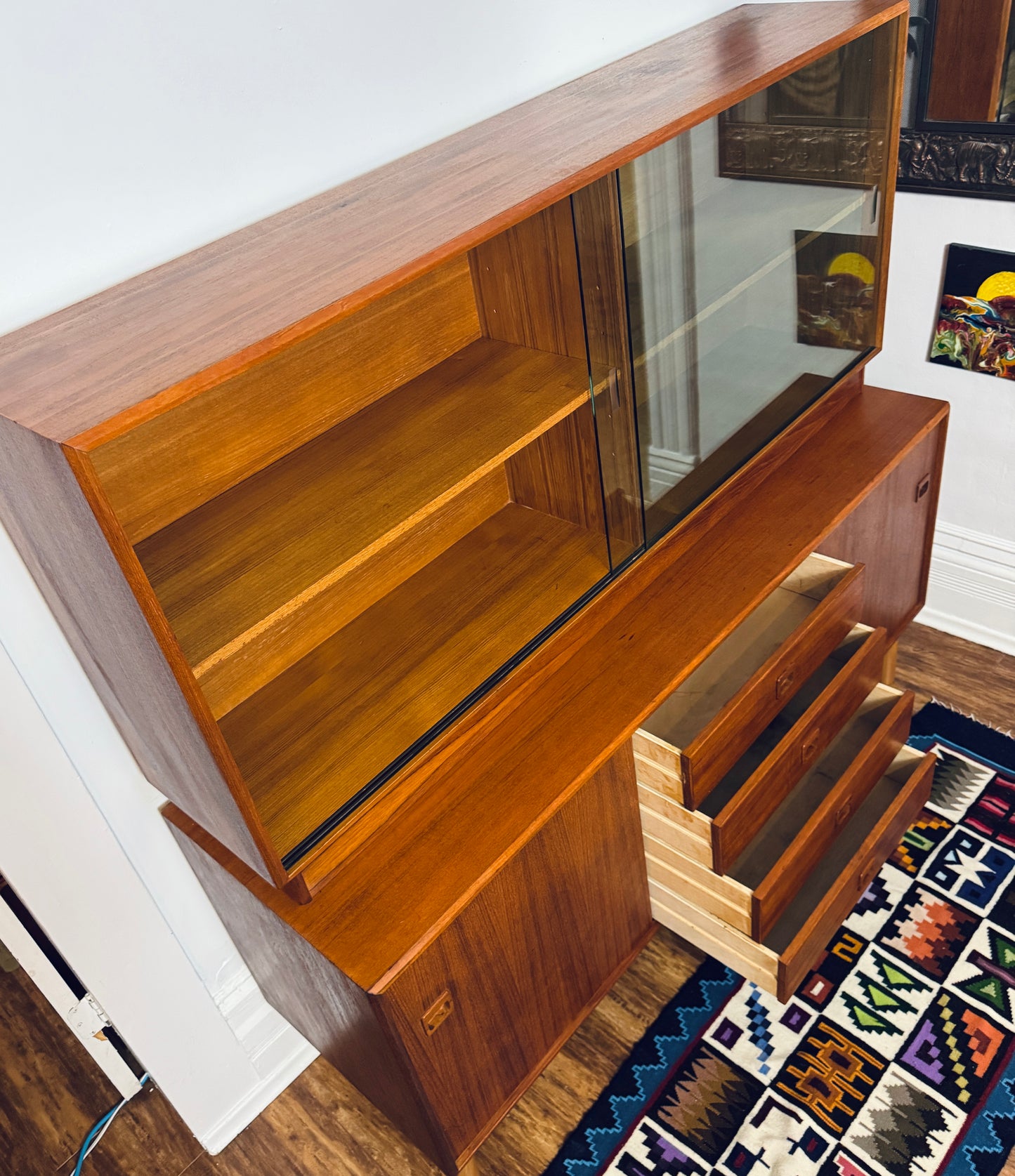 Vintage Restored Teak Sideboard & Hutch