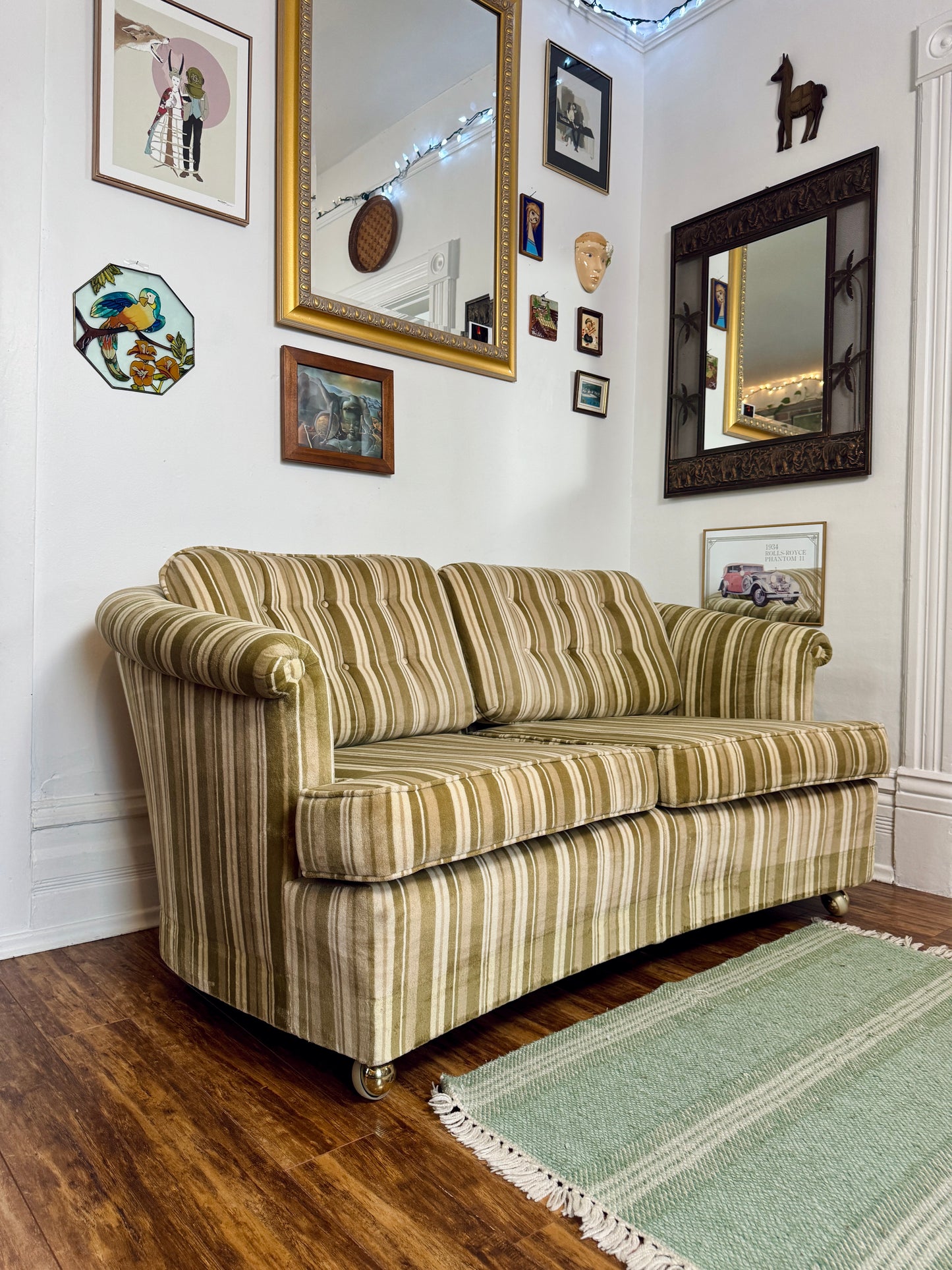 Vintage 60s Striped Loveseat Sofa