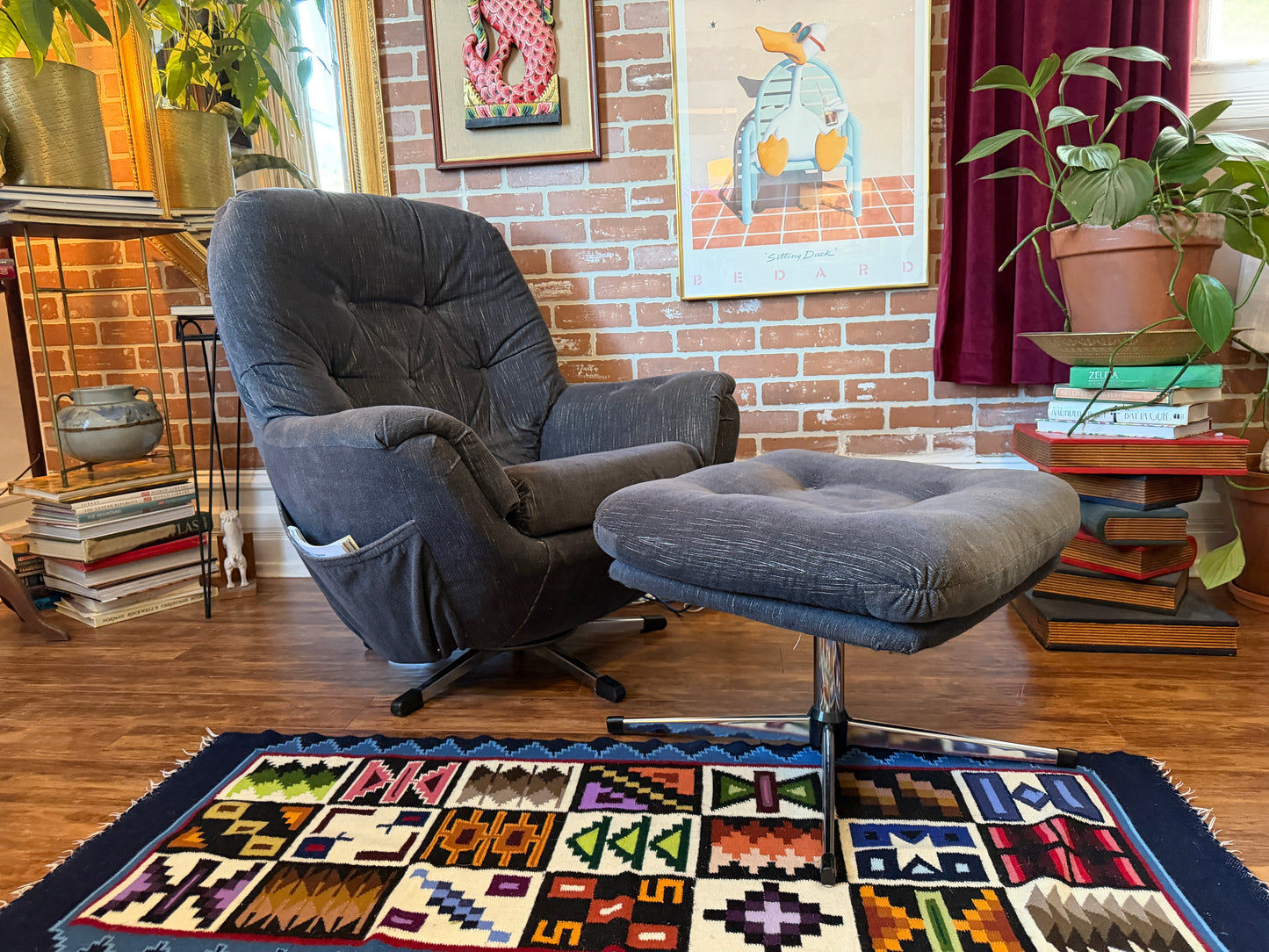 Vintage Egg Style Armchair & Ottoman